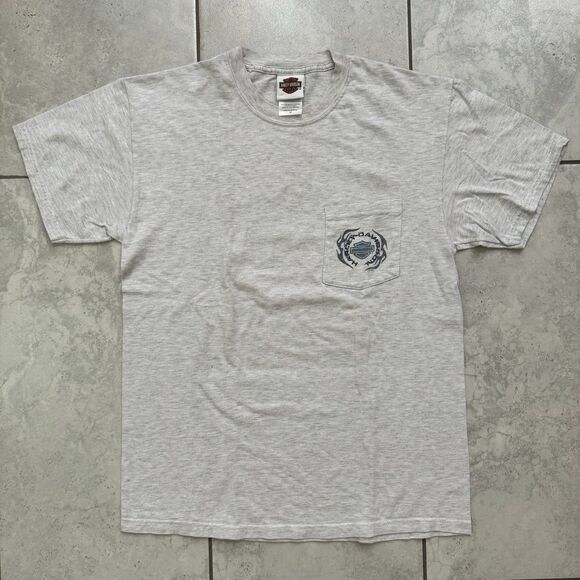 VTG Harley Davidson Heather Gray Pocket T-Shirt Size M - Picture 2 of 7